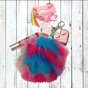 JoJo Siwa Pink Ombre Fur Pom Key Chain + Lip Gloss